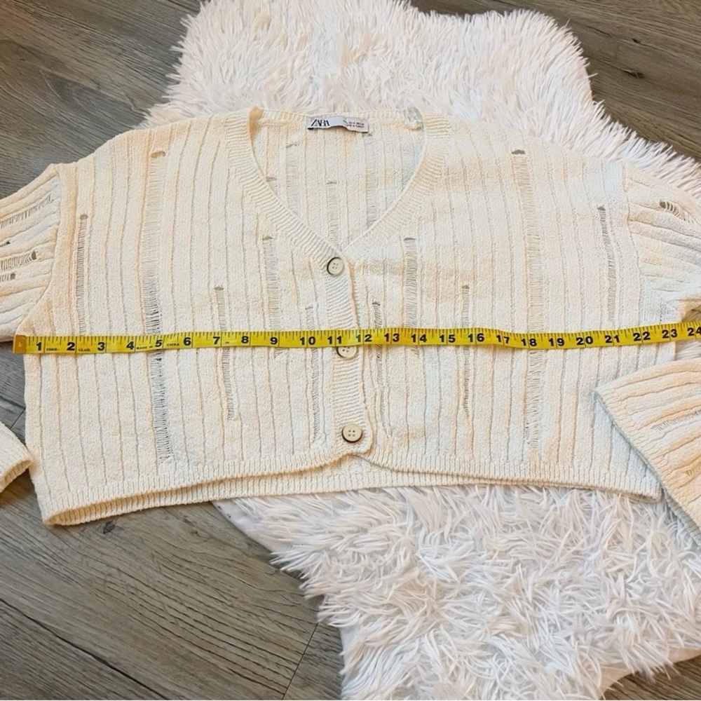Zara Distressed Cardigan Cropped Sweater - Picture 8 of 8